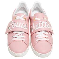 Pre Owned حذاء رياضي لوي فيتون فرونترو جلد وردي/أبيض مزين شعار الماركة مقاس 39.5