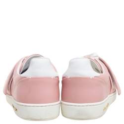 Pre Owned حذاء رياضي لوي فيتون فرونترو جلد وردي/أبيض مزين شعار الماركة مقاس 39.5