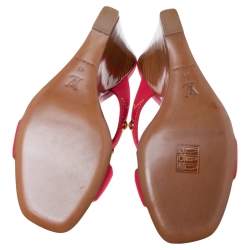 Pre Owned Louis Vuitton Pink Canvas Studded Wedge Cross Strap Sandals Size 41