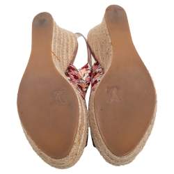 Pre Owned Louis Vuitton Multicolor Floral Printed Silk Olivia Espadrille Wedge Slingback Sandals Size 41