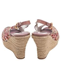 Pre Owned Louis Vuitton Multicolor Floral Printed Silk Olivia Espadrille Wedge Slingback Sandals Size 41