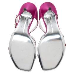 مملوكة مسبقًا صندل لوي فيتون جلد وساتان فضي/ماغينتا حلية وردة بسير مقاس 40