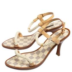 Pre Owned صندل لوي فيتون جلد وحبل أوف وايت مقاس 41