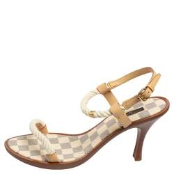 Pre Owned صندل لوي فيتون جلد وحبل أوف وايت مقاس 41