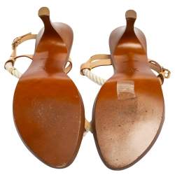 Pre Owned صندل لوي فيتون جلد وحبل أوف وايت مقاس 41