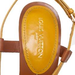 Louis Vuitton Yellow Patent Leather Wedge Cross Strap Slingback Sandals Size 40.5