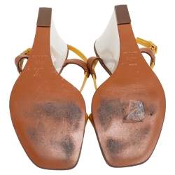 Louis Vuitton Yellow Patent Leather Wedge Cross Strap Slingback Sandals Size 40.5