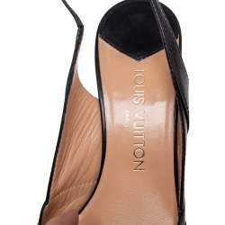 Pre Owned Louis Vuitton Black Leather Logo Slingback Sandals Size 40.5