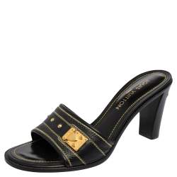 Louis Vuitton Leather Studded Accents Slingback Pumps - Black