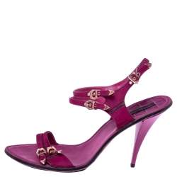 Louis Vuitton Pink Pony Hair Buckle Ankle Strap Sandals Size 41