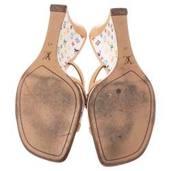 Pre Owned صندل لوي فيتون  نعل روكي فيونكة جلد وكانفاس مونوغرامي متعدد الألوان مقاس 41