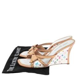 Pre Owned صندل لوي فيتون  نعل روكي فيونكة جلد وكانفاس مونوغرامي متعدد الألوان مقاس 41