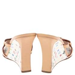 Pre Owned صندل لوي فيتون  نعل روكي فيونكة جلد وكانفاس مونوغرامي متعدد الألوان مقاس 41