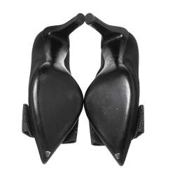 Pre Owned Louis Vuitton Black Satin Bow Embellished Pointed Toe Pumps Size 36