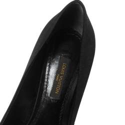 Pre Owned Louis Vuitton Black Satin Bow Embellished Pointed Toe Pumps Size 36
