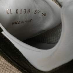 Pre Owned Louis Vuitton Army Green/Beige Suede and Mesh Run Away Sneakers Size 37.5 