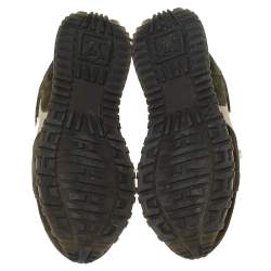 Pre Owned Louis Vuitton Army Green/Beige Suede and Mesh Run Away Sneakers Size 37.5 