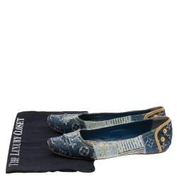 Pre Owned Louis Vuitton Blue Monogram Denim Ballet Flats Size 37