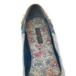 Pre Owned Louis Vuitton Blue Monogram Denim Ballet Flats Size 37