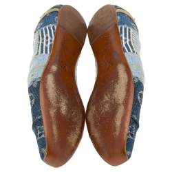 Pre Owned Louis Vuitton Blue Monogram Denim Ballet Flats Size 37