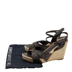 مملوكة مسبقًا Louis Vuitton Monogram Idylle Canvas Majorca Espadrille Wedge Sandals Size 38