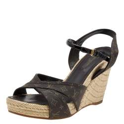 مملوكة مسبقًا Louis Vuitton Monogram Idylle Canvas Majorca Espadrille Wedge Sandals Size 38