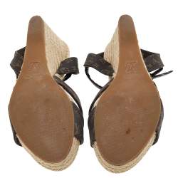 مملوكة مسبقًا Louis Vuitton Monogram Idylle Canvas Majorca Espadrille Wedge Sandals Size 38