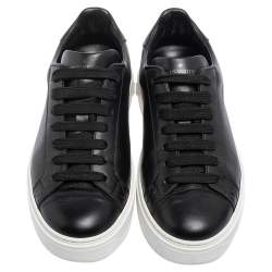 Pre Owned Louis Vuitton Black Leather Timeout Sneakers Size 38.5
