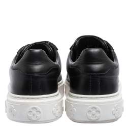 Pre Owned Louis Vuitton Black Leather Timeout Sneakers Size 38.5