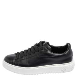 Pre Owned Louis Vuitton Black Leather Timeout Sneakers Size 38.5