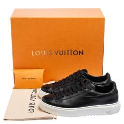 Pre Owned Louis Vuitton Black Leather Timeout Sneakers Size 38.5