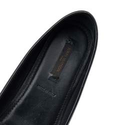 Pre Owned Louis Vuitton Black Leather Slip on Loafers Size 37