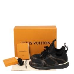 Louis Vuitton Black/Brown Fabric and Monogram Canvas Aftergame Sneakers Size 36