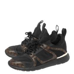 Louis Vuitton Black/Brown Fabric and Monogram Canvas Aftergame Sneakers Size 36