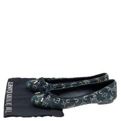 Pre Owned حذاء باليرينا فلات لوي فيتون دنيم أزرق مونوغرامي مقاس 39