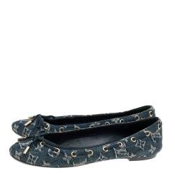 Pre Owned حذاء باليرينا فلات لوي فيتون دنيم أزرق مونوغرامي مقاس 39