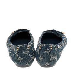 Pre Owned حذاء باليرينا فلات لوي فيتون دنيم أزرق مونوغرامي مقاس 39