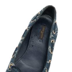 Pre Owned حذاء باليرينا فلات لوي فيتون دنيم أزرق مونوغرامي مقاس 39