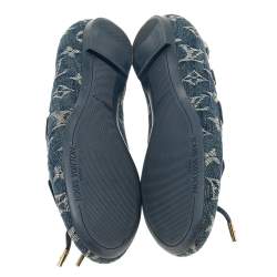 Pre Owned حذاء باليرينا فلات لوي فيتون دنيم أزرق مونوغرامي مقاس 39