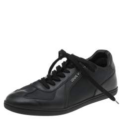 Louis Vuitton Black Leather Low Top Sneakers Size 38