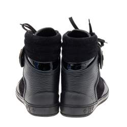 Louis Vuitton Black Epi Leather And Suede Wedge High-Top Sneakers Size 36
