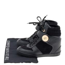 Louis Vuitton Black Epi Leather And Suede Wedge High-Top Sneakers Size 36