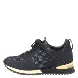 Pre Owned Louis Vuitton Blue Denim And Leather Run Away Sneakers Size 37.5
