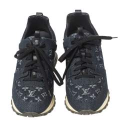 Pre Owned Louis Vuitton Blue Denim And Leather Run Away Sneakers Size 37.5