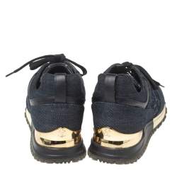 Pre Owned Louis Vuitton Blue Denim And Leather Run Away Sneakers Size 37.5