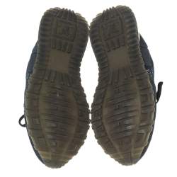 Pre Owned Louis Vuitton Blue Denim And Leather Run Away Sneakers Size 37.5