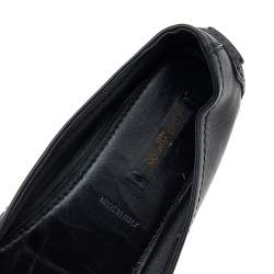 Pre Owned Louis Vuitton Black Leather Logo Oxford Ballet Flats Size 37