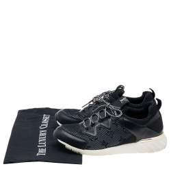 Louis Vuitton Black Monogram Mesh and Leather Low Top Sneakers Size 36.5