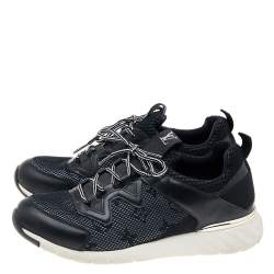 Louis Vuitton Black Monogram Mesh and Leather Low Top Sneakers Size 36.5