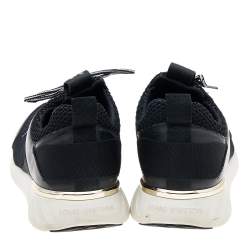 Louis Vuitton Black Monogram Mesh and Leather Low Top Sneakers Size 36.5